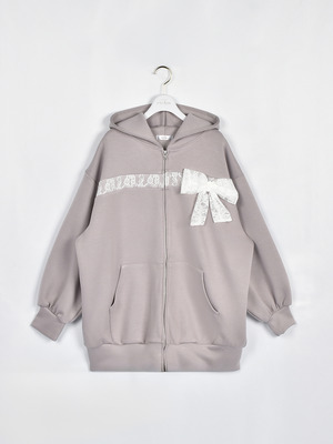 レースリボンビッグパーカー