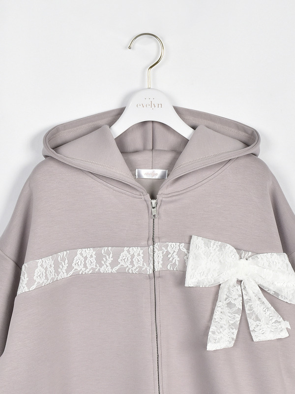 レースリボンビッグパーカー 詳細画像 グレイ 16