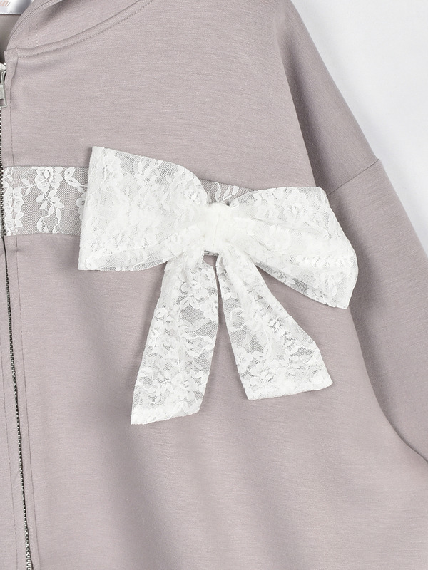 レースリボンビッグパーカー 詳細画像 グレイ 16