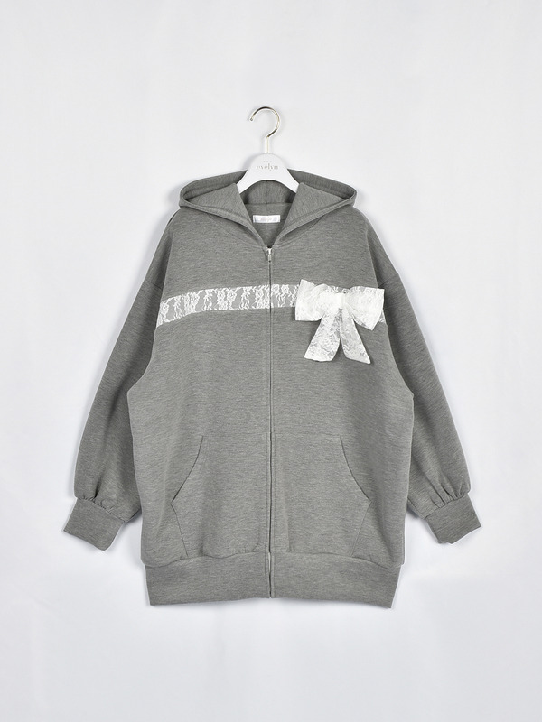 レースリボンビッグパーカー 詳細画像 グレイ 16