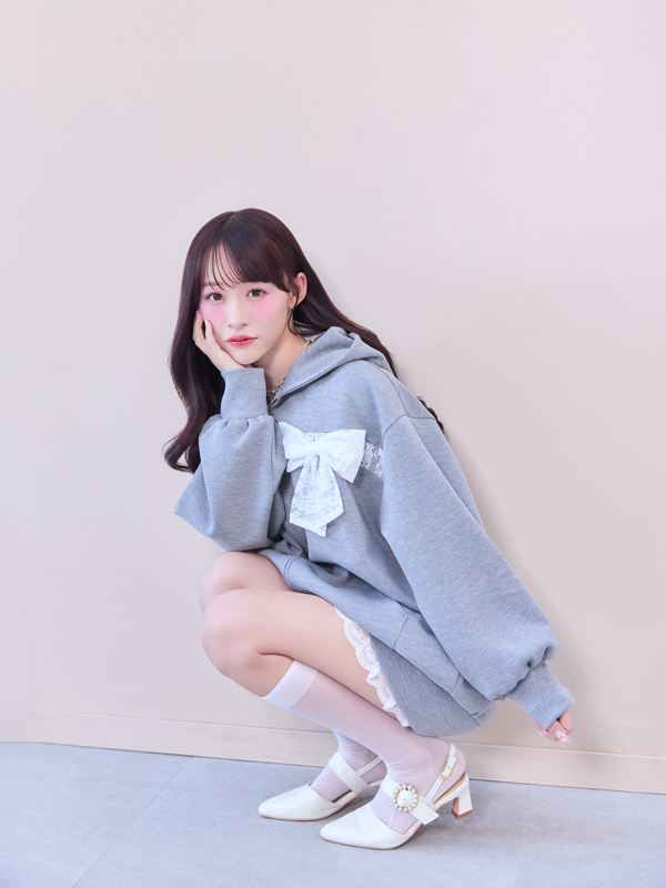 レースリボンビッグパーカー 詳細画像 グレイ 16