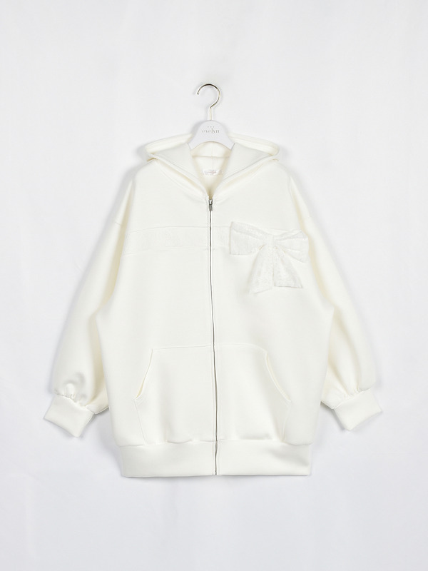 レースリボンビッグパーカー 詳細画像 オフホワイト 1