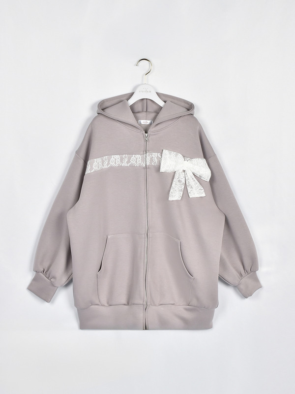 レースリボンビッグパーカー 詳細画像 ピンク 1