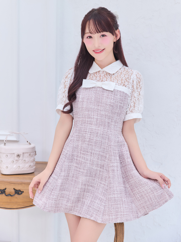 ツイードレースワンピース 詳細画像 イエロー 16