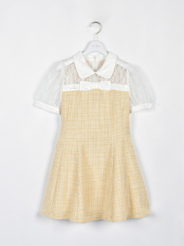 ツイードレースワンピース 詳細画像 イエロー 1