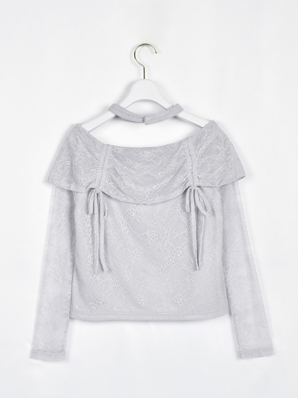 レースオフショルトップス 詳細画像 ブラック 16