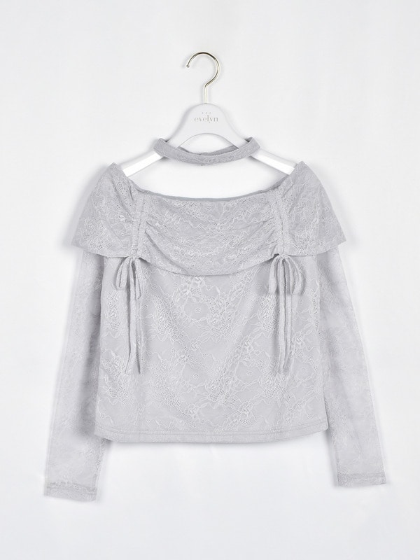 レースオフショルトップス 詳細画像 ブラック 16