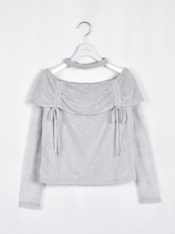 レースオフショルトップス 詳細画像 ブルー 1