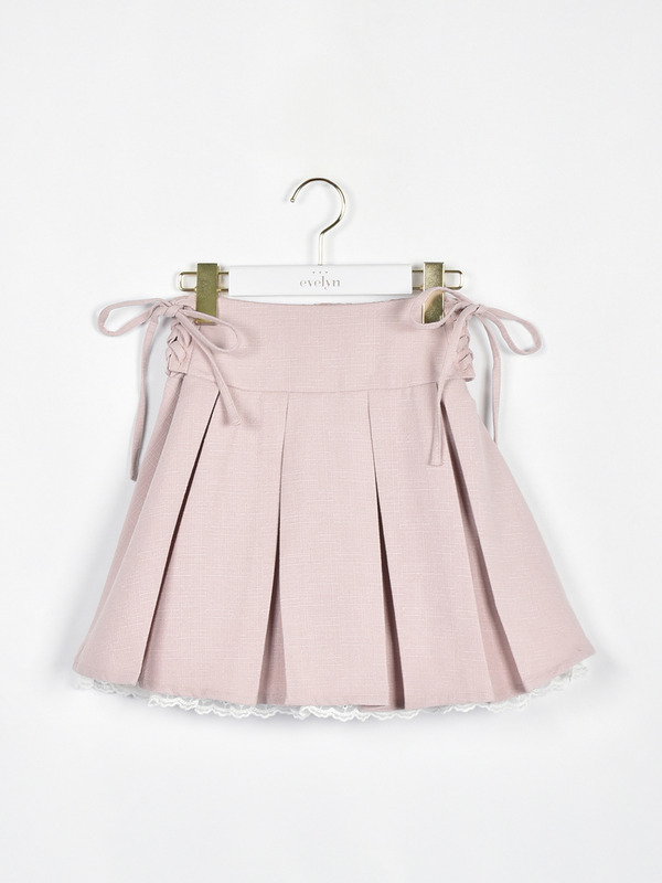 サイドレースアッププリーツスカート 詳細画像 ピンク 1