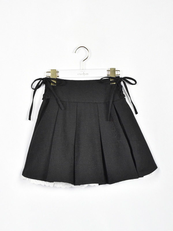 サイドレースアッププリーツスカート 詳細画像 ブラック 1