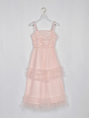 バストギャザーチュールキャミワンピース