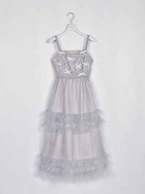 バストギャザーチュールキャミワンピース