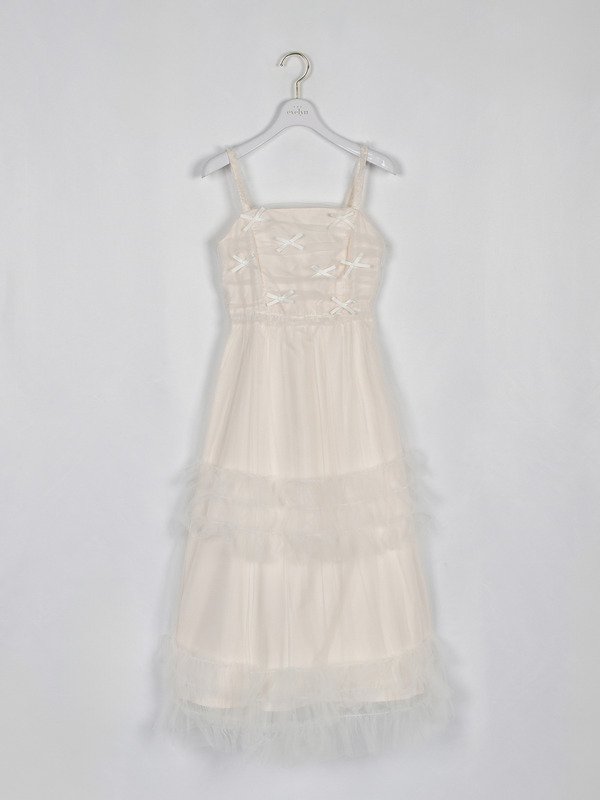 バストギャザーチュールキャミワンピース 詳細画像 オフホワイト 1