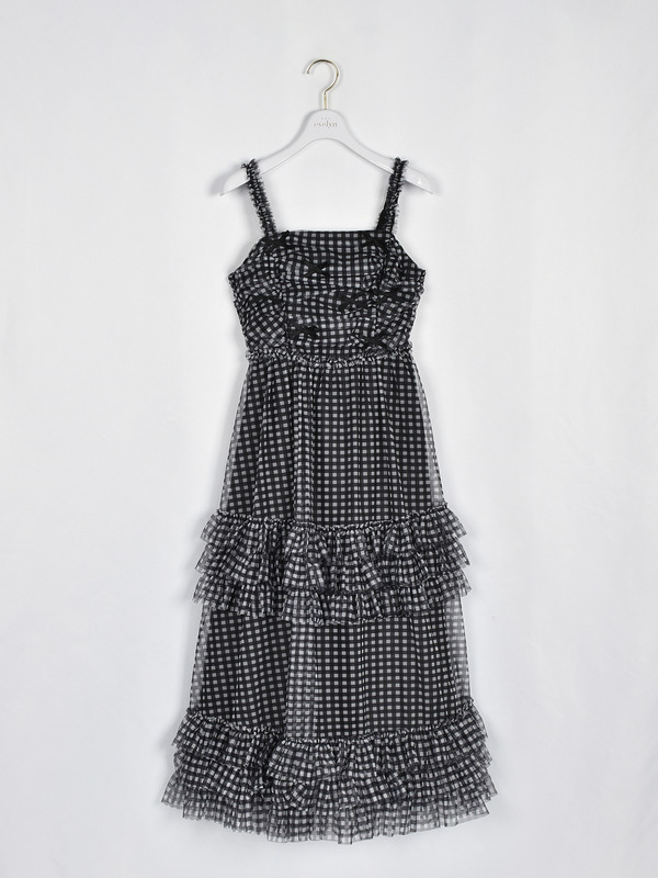 バストギャザーチュールキャミワンピース 詳細画像 ブラック 1