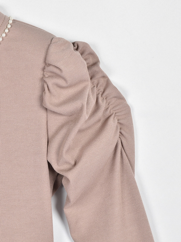 袖ギャザーリブトップス 詳細画像 ブラック 16