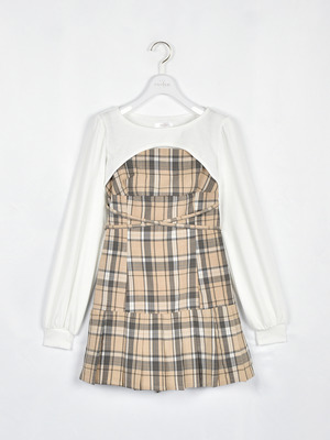 裾プリーツクロスワンピース