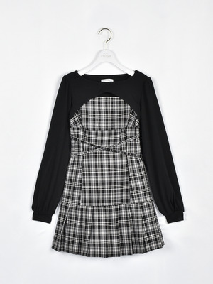 裾プリーツクロスワンピース