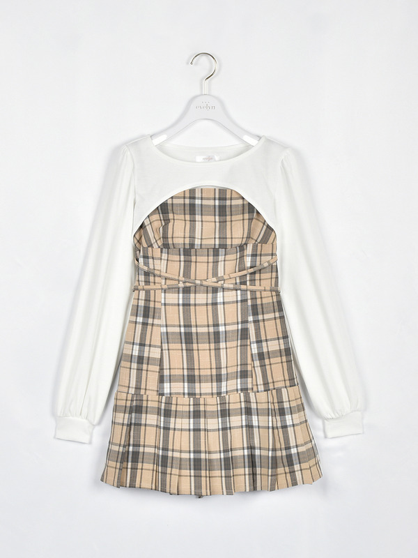 裾プリーツクロスワンピース 詳細画像 ベージュ 1