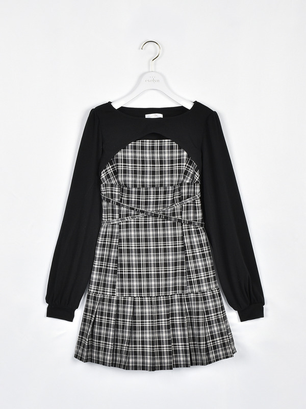 裾プリーツクロスワンピース 詳細画像 チェック 1