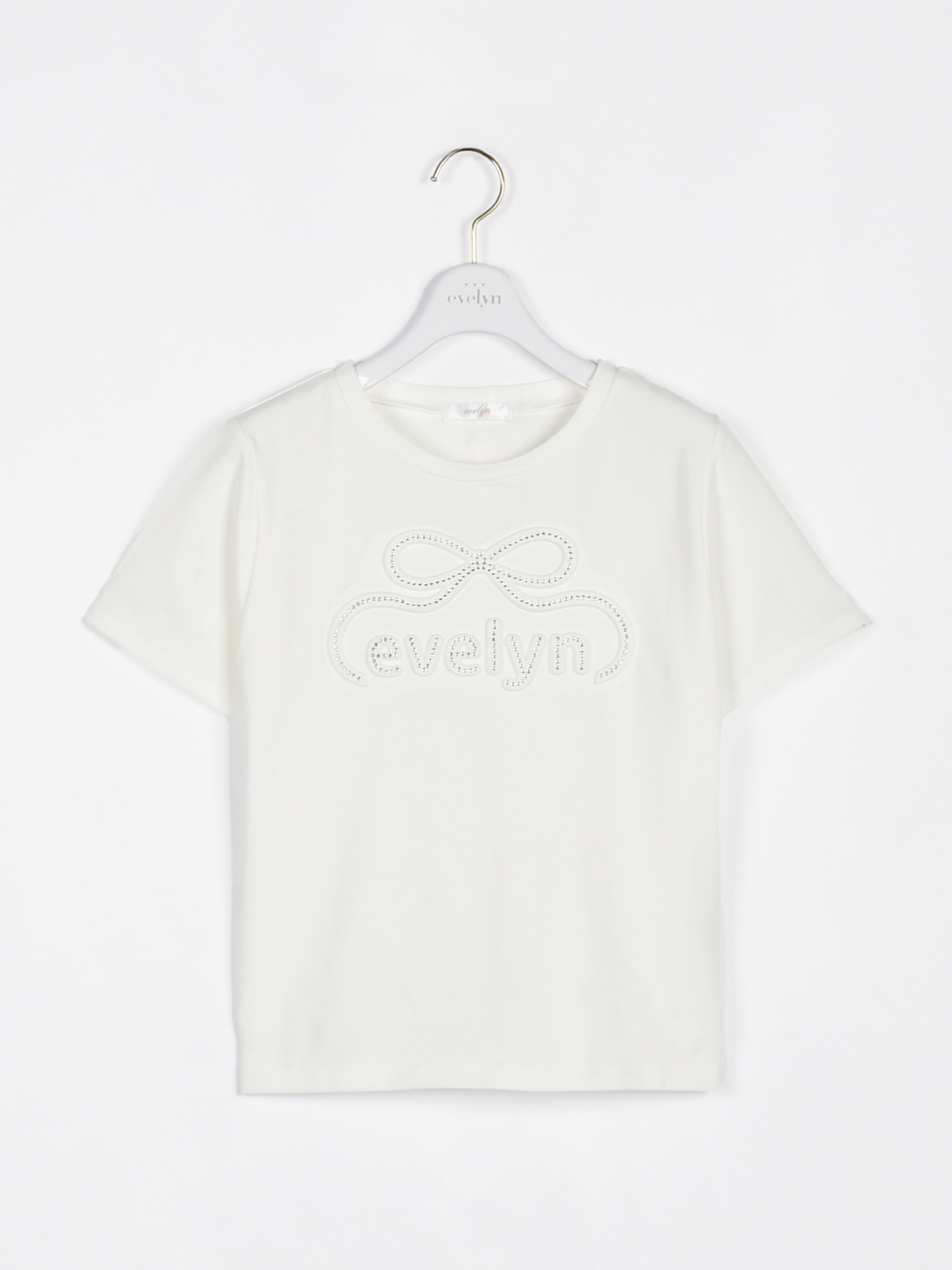 ANDMARY ストーン付きロゴ長袖Tシャツ ホワイト ロゴストーンTシャツ｜evelyn（エブリン）公式通販サイト