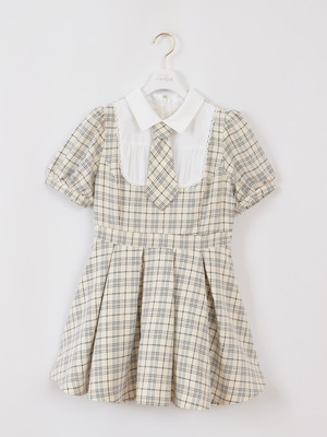 ネクタイ付きタックプリーツワンピース