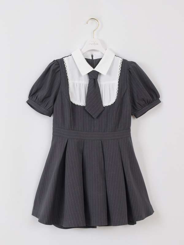 ネクタイ付きタックプリーツワンピース 詳細画像 ピンクブラウン 16