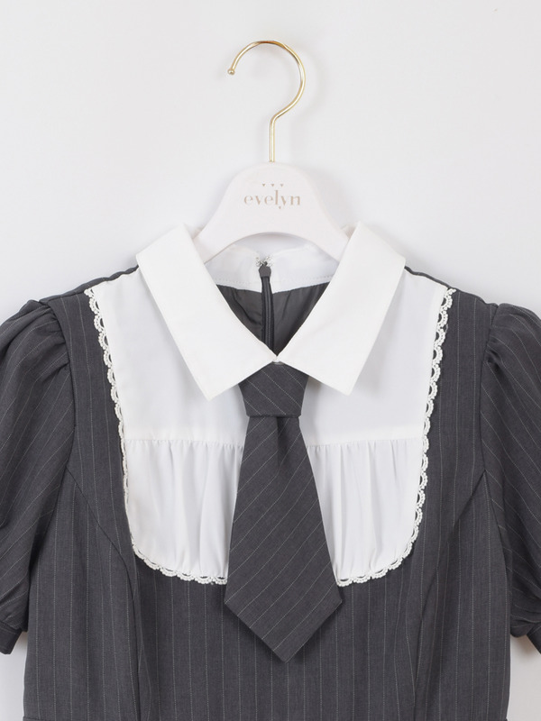 ネクタイ付きタックプリーツワンピース 詳細画像 ピンクブラウン 16