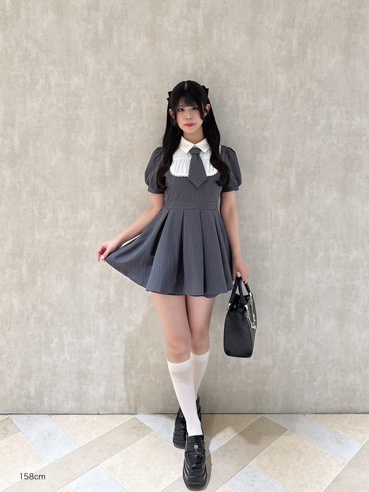 zb1 リッキー everline ラキドロ　制服　ネクタイ ネクタイ付きタックプリーツワンピース｜evelyn（エブリン）公式通販サイト