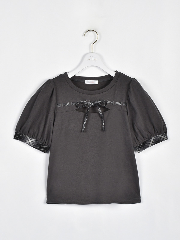 バスト切替リボントップス 詳細画像 チャコール 1