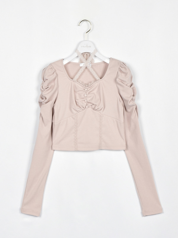 レースクロスリブトップス 詳細画像 ピンク 1