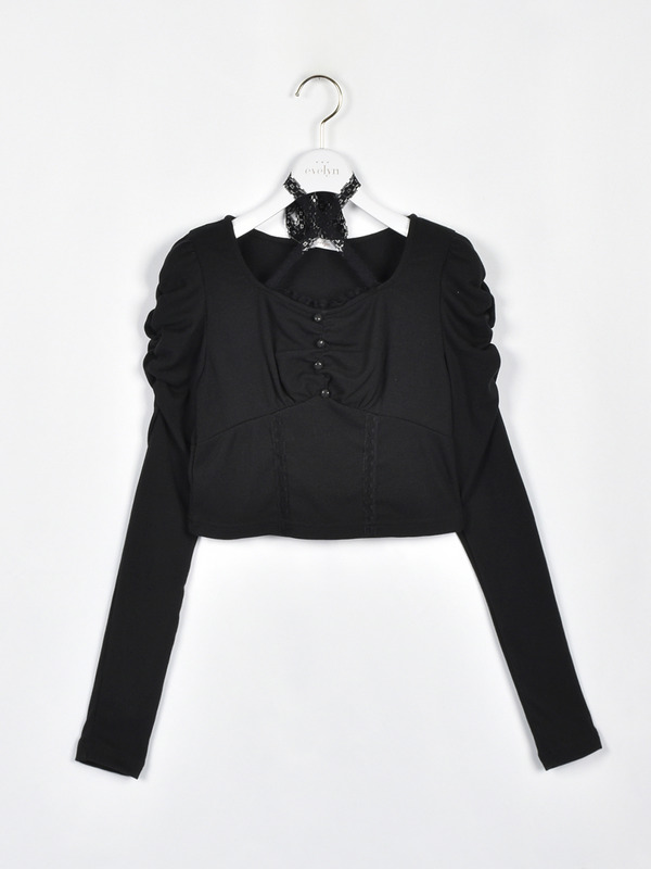 レースクロスリブトップス 詳細画像 ブラック 1