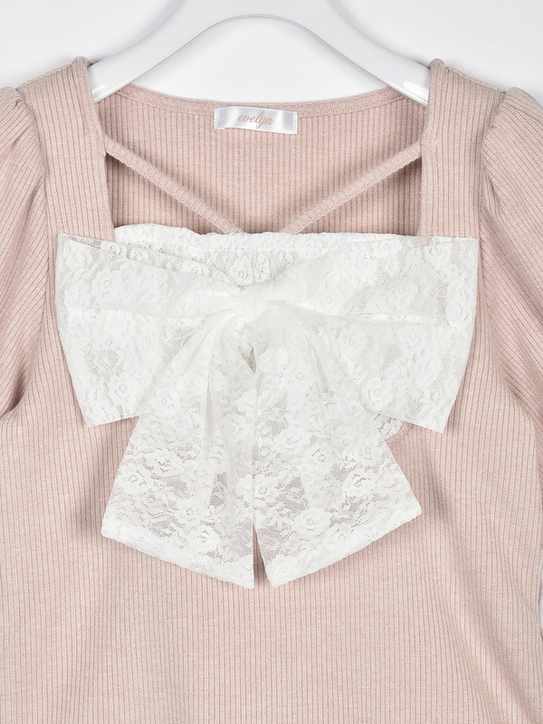 フロントリボンレーストップス 詳細画像 ブラック 16