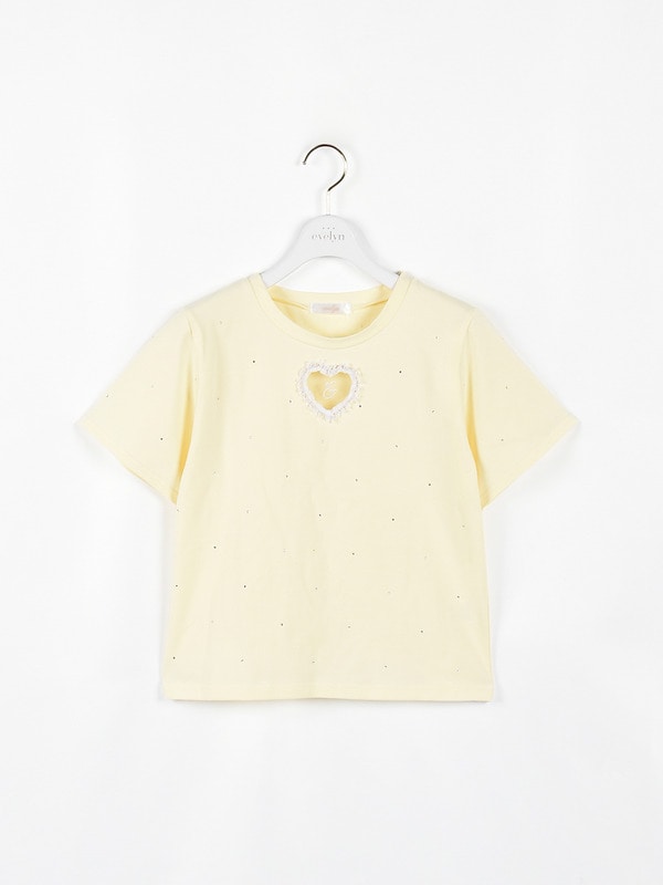 ハート透かしロゴTシャツ 詳細画像 イエロー 1