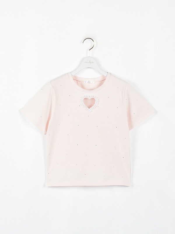 ハート透かしロゴTシャツ 詳細画像 ピンク 1
