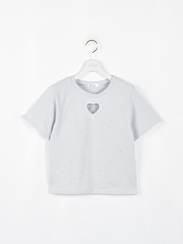 ハート透かしロゴTシャツ 詳細画像 アイスブルー 1