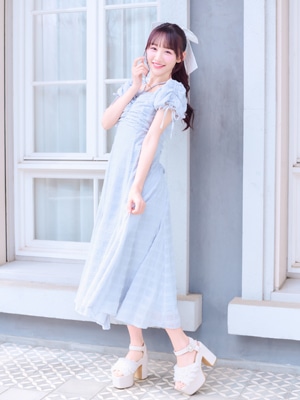 チュール厚底サンダル