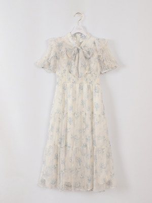 花柄レースロングワンピース