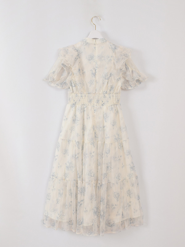 花柄レースロングワンピース 詳細画像 ブルー 16