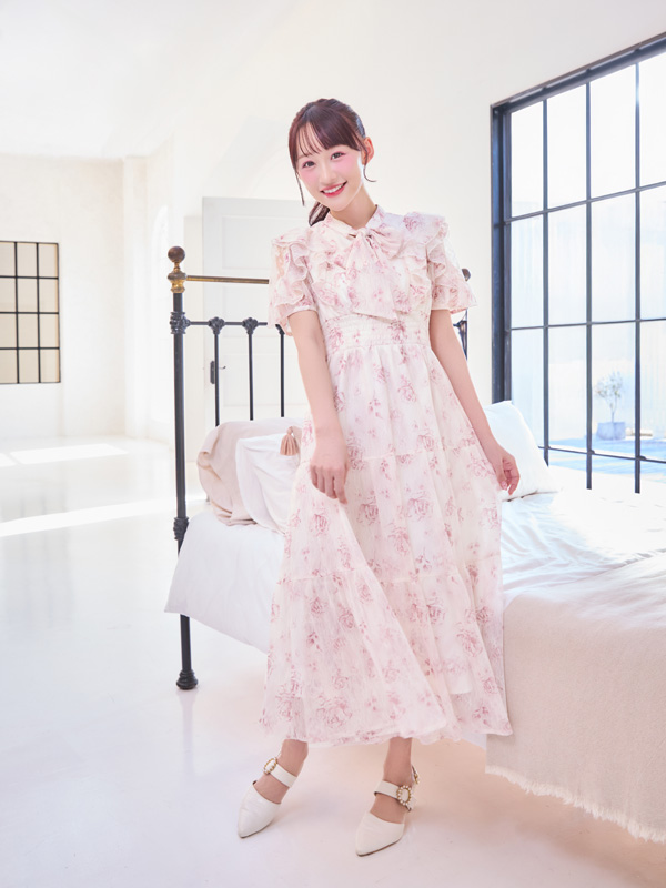 花柄レースロングワンピース 詳細画像 ブルー 16