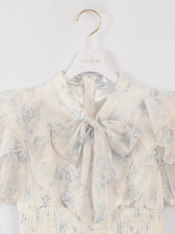 花柄レースロングワンピース 詳細画像 ブルー 16