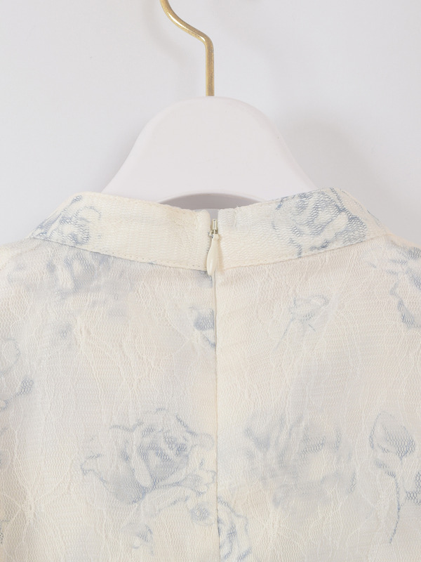 花柄レースロングワンピース 詳細画像 ブルー 16