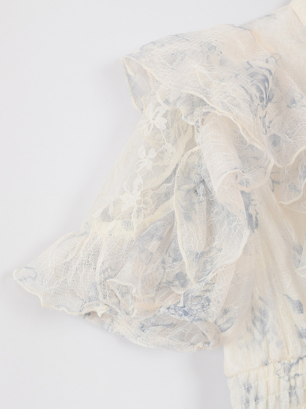 花柄レースロングワンピース 詳細画像 ブルー 16