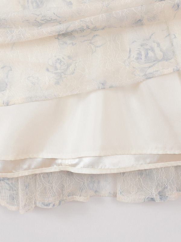 花柄レースロングワンピース 詳細画像 ブルー 16