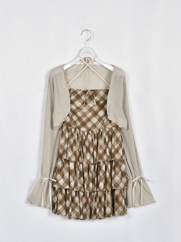 ティアードチェックセットアップ 詳細画像 ベージュ 1
