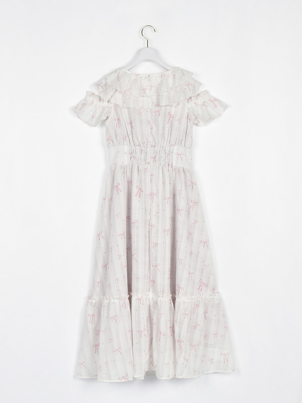 肩開きフリルロングワンピース 詳細画像 チェック 16