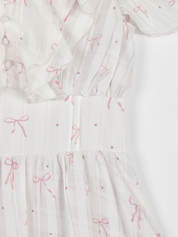 肩開きフリルロングワンピース 詳細画像 チェック 16