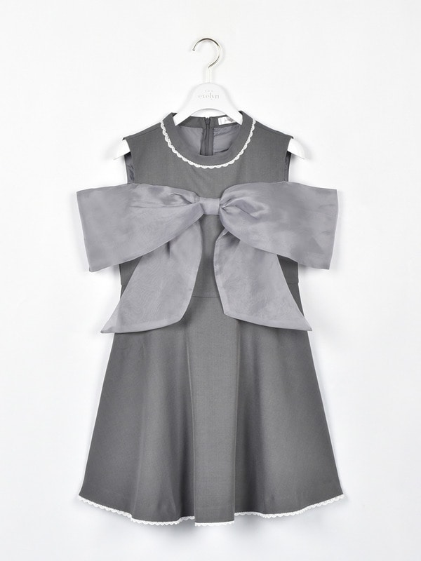 ビッグリボンフレアミニワンピース 詳細画像 チャコール 1