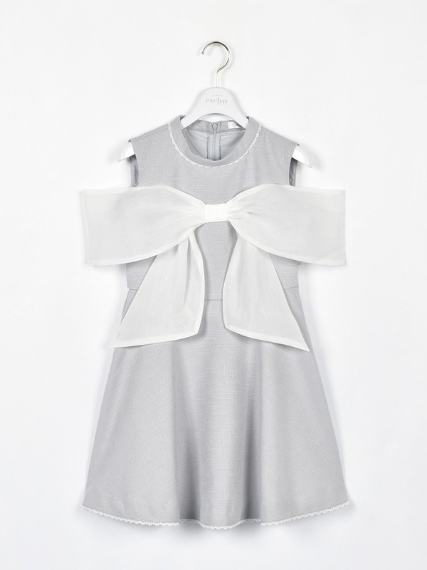 ビッグリボンフレアミニワンピース 詳細画像 アイスグレイ 1