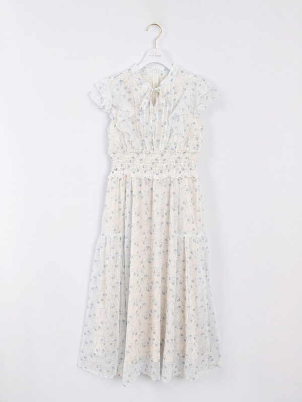 オリジナルフラワーフリルワンピース 詳細画像 ブルー 1