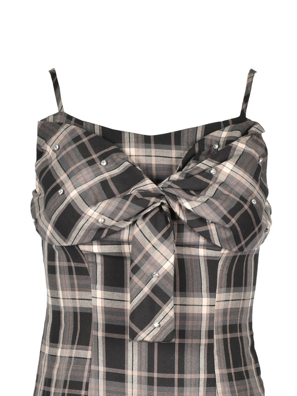 Frill Cardigan Check Ribbon Onepiece 詳細画像 ブラック 16